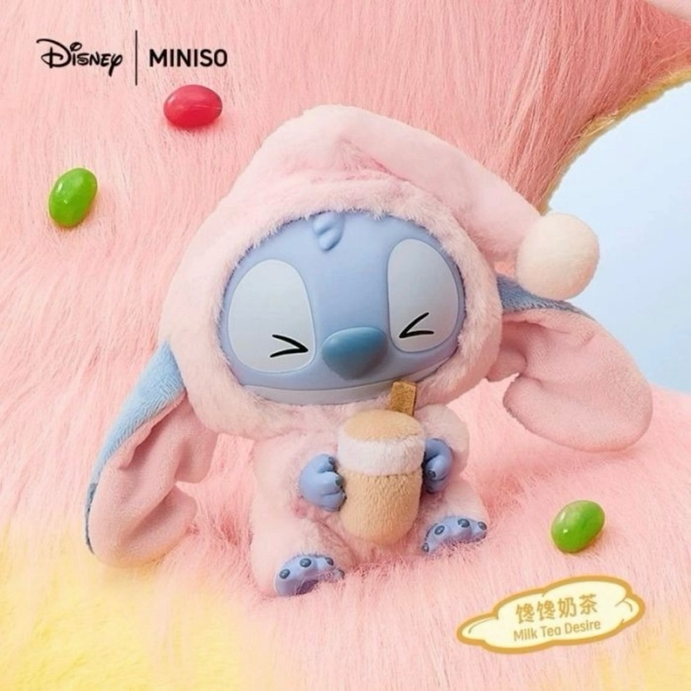 MINISO Disney Stitch Eat Something Before Sleep Plush Keychain - Milk Tea Desire